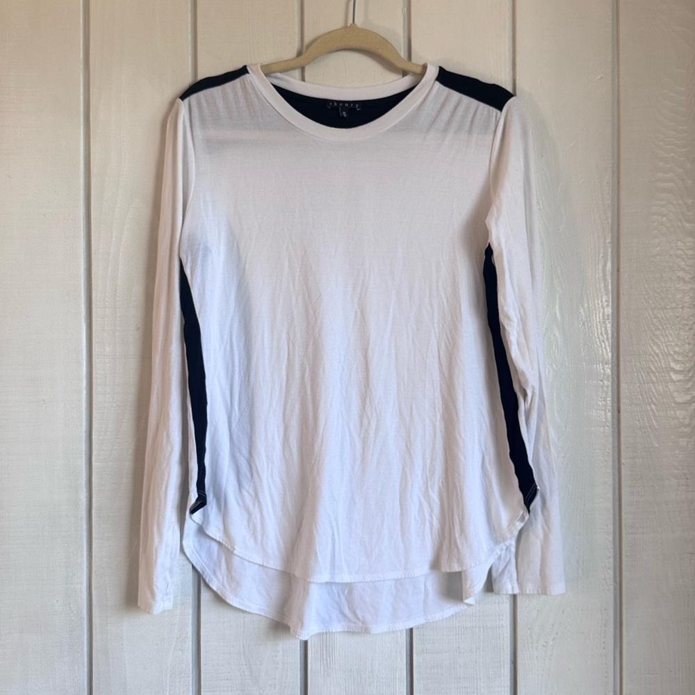 Theory Black & White Long Sleeve Tee